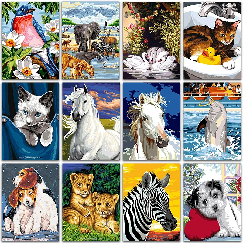 

5D DIY Diamond Painting kit animals Lion Cat dog Horse Dolphin Full Square&Round mosaic embroidery Cross stitch home decor Art