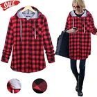 Женская Повседневная рубашка в клетку, красная клетчатая рубашка с капюшоном и длинным рукавом, английская рубашка, мужские топы, черная клетчатая блузка в стиле Харадзюку, рубашка для пары