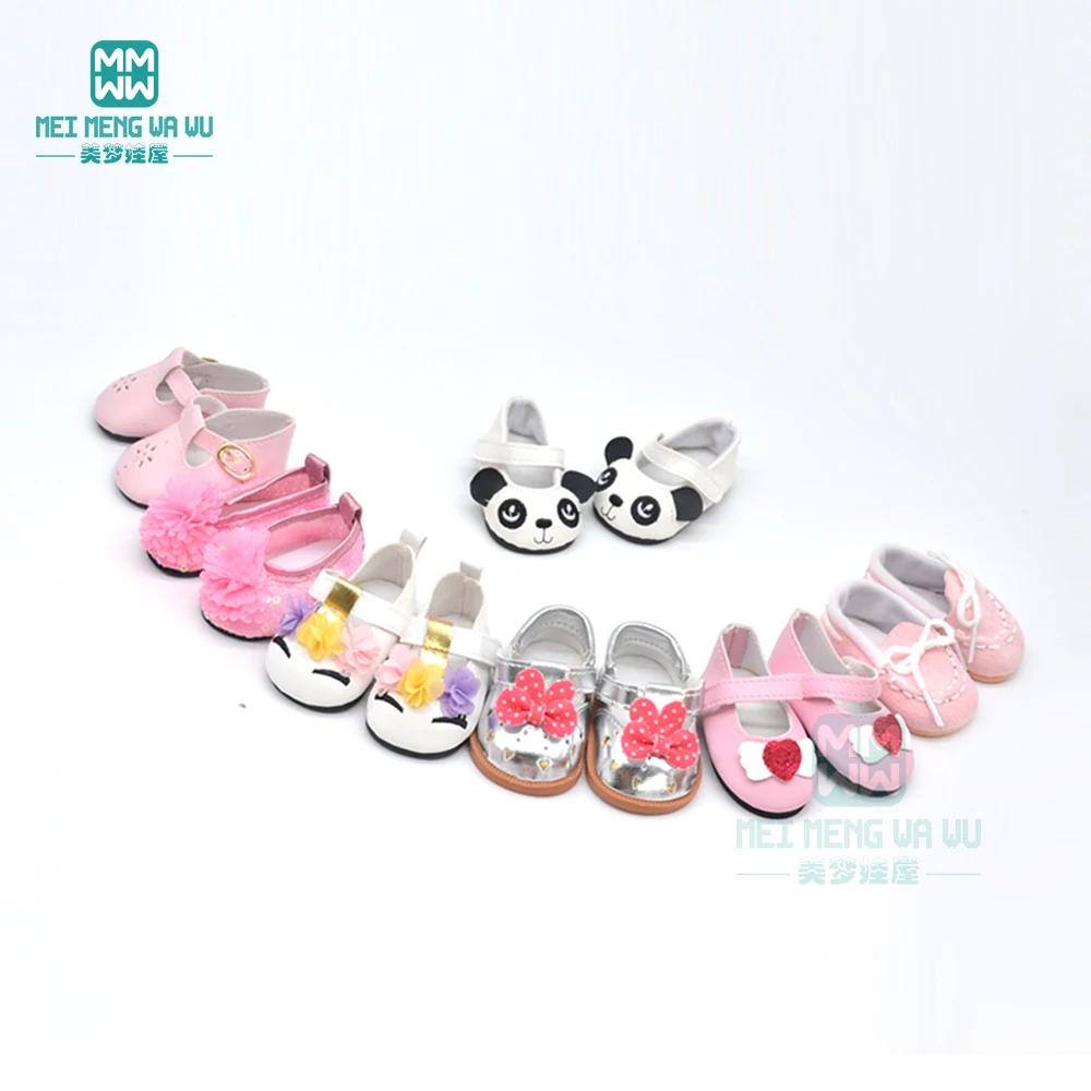 

7cm Mini doll shoes for 43cm new born dolls and american doll accessories fashion leather shoes, casual shoes