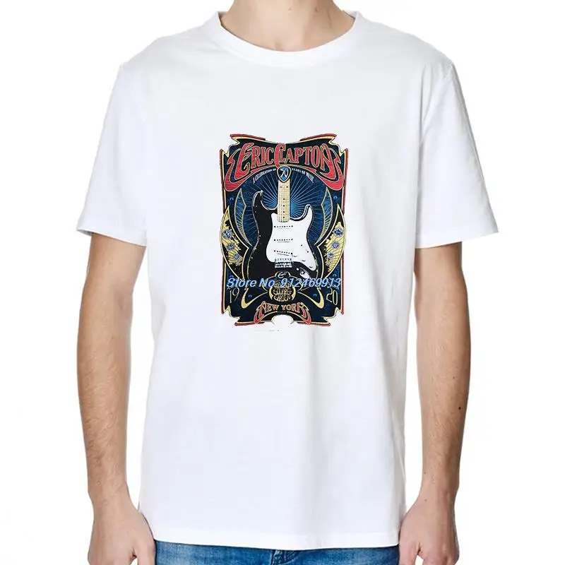 

Eric Clapton Poster New York O-neck cotton T-shirt Men's T shirts Casual T Shirts White Summer Men's clothing