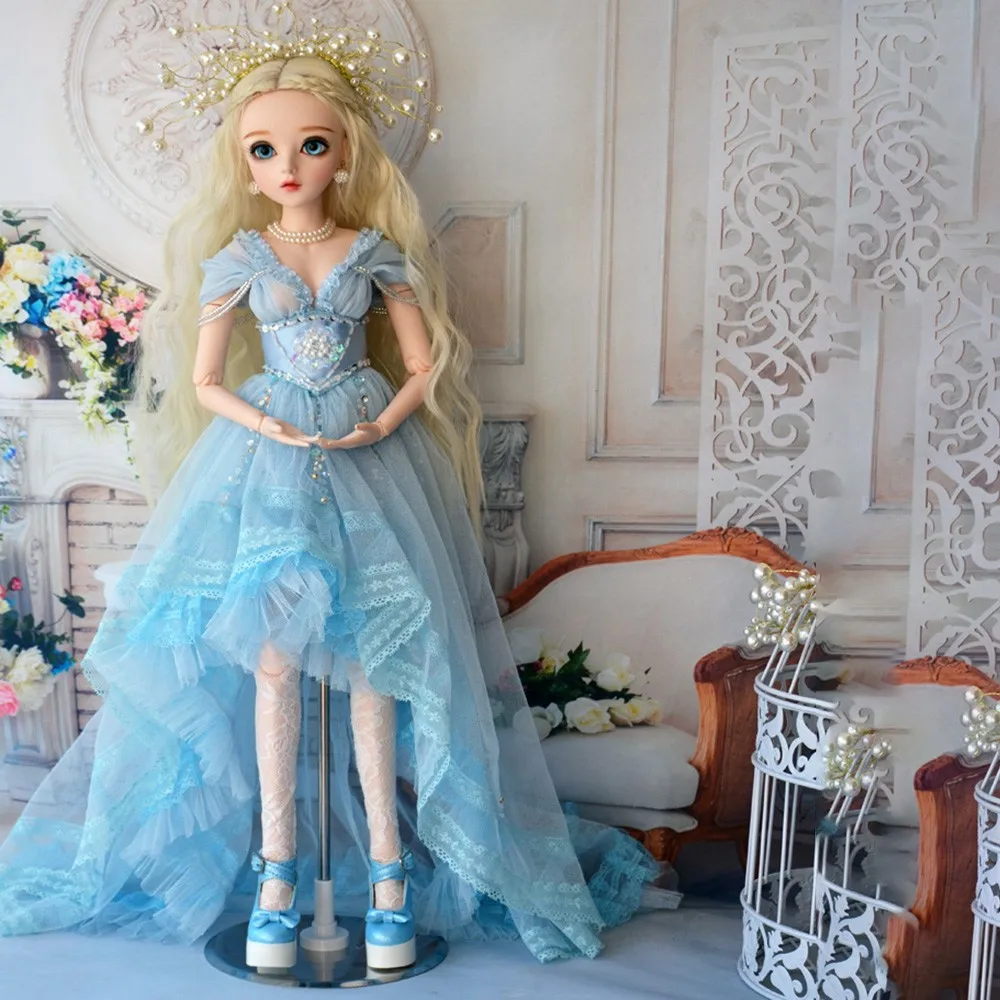 BJD 60 см куклы для девочек голубые глаза кукла Невеста белое свадебное платье