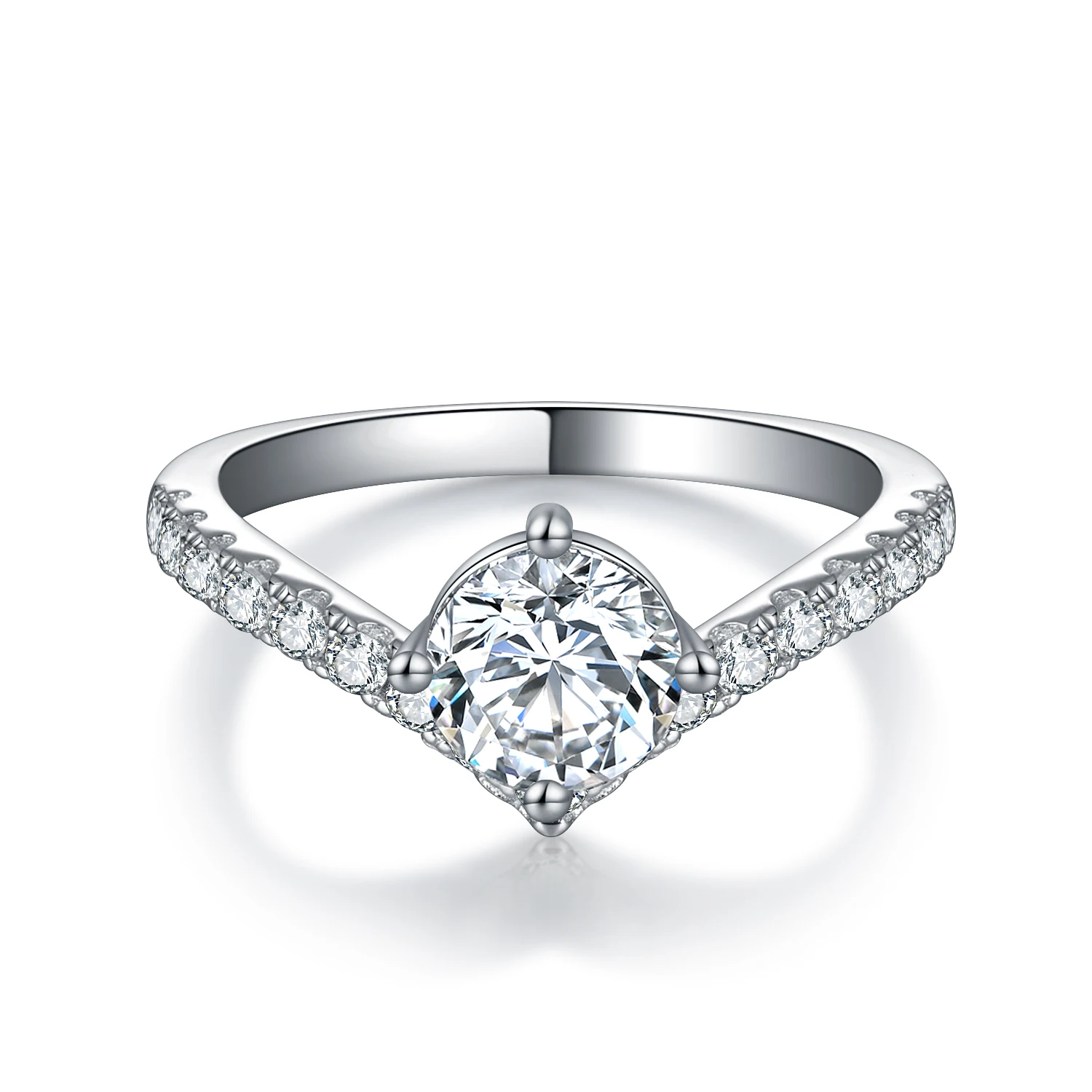 

Zhanhao оптовая продажа S925 1.00ct V-образное кольцо с муассанитом подарок для подруги Kольцо mужжское