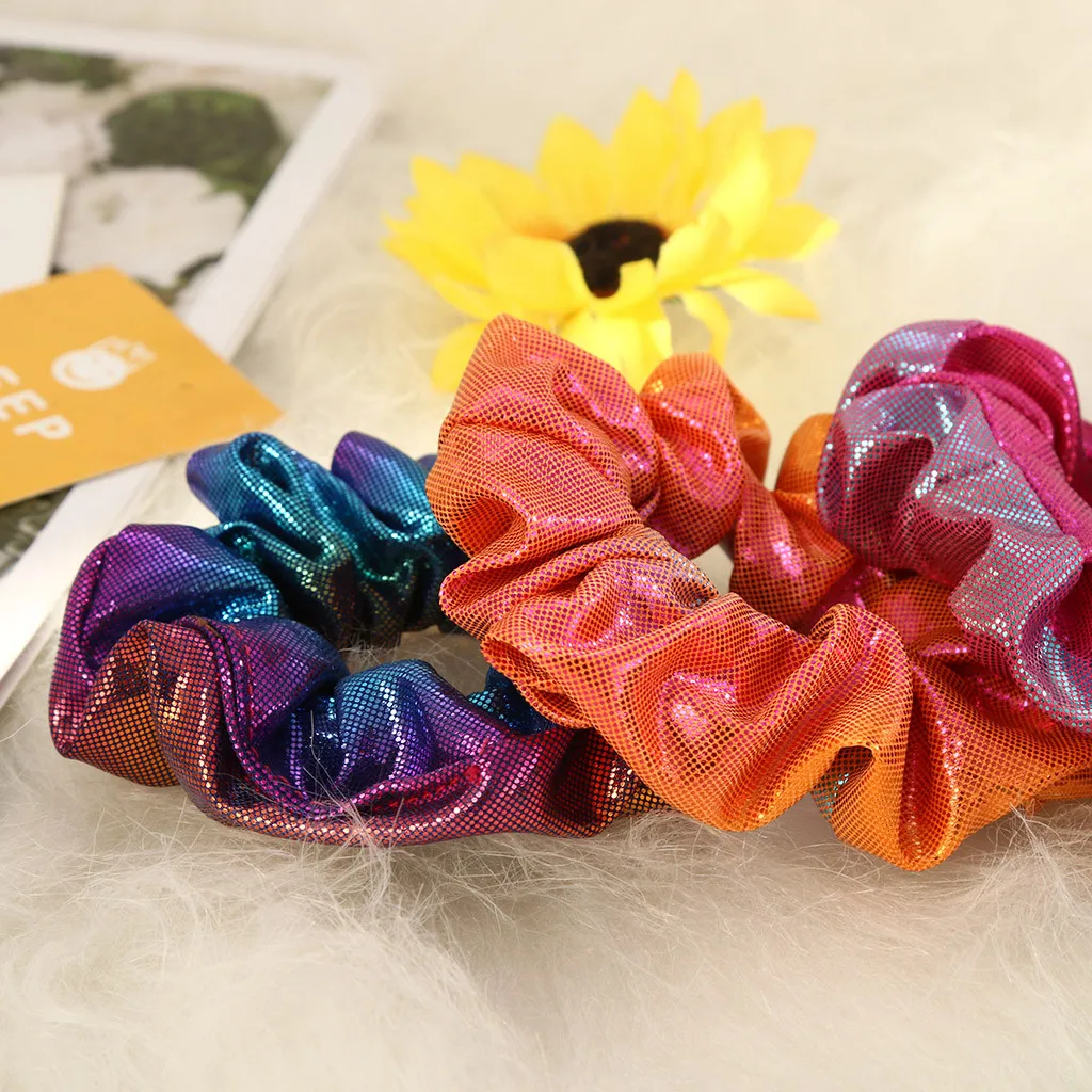 Голографические сверкающие резинки для волос блестящая цветная веревка конский