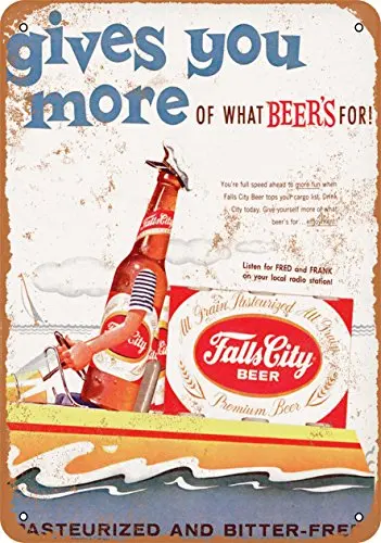

9 x 12 Metal Sign - Falls City Beer and Boating - Vintage Look
