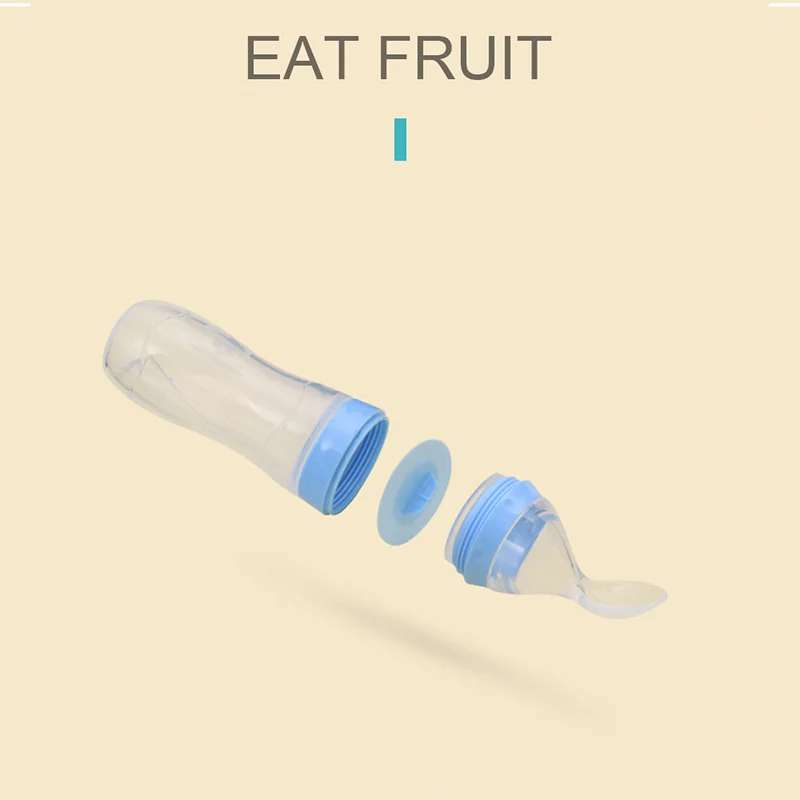 

120ML Baby Drinkware Infant Newborn Toddler Silica Gel Feeding Bottle Spoon Food Supplement Rice Cereal Bottle