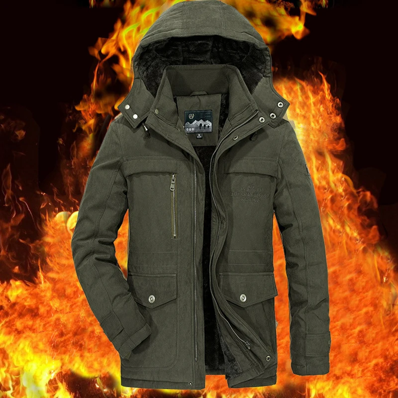 

Against -20 Degree Winter Parka Jacket Men Thick Warm Windbreaker Dad Coat Fashion Hooded Collar Wool Liner Hommes Veste M-5XL