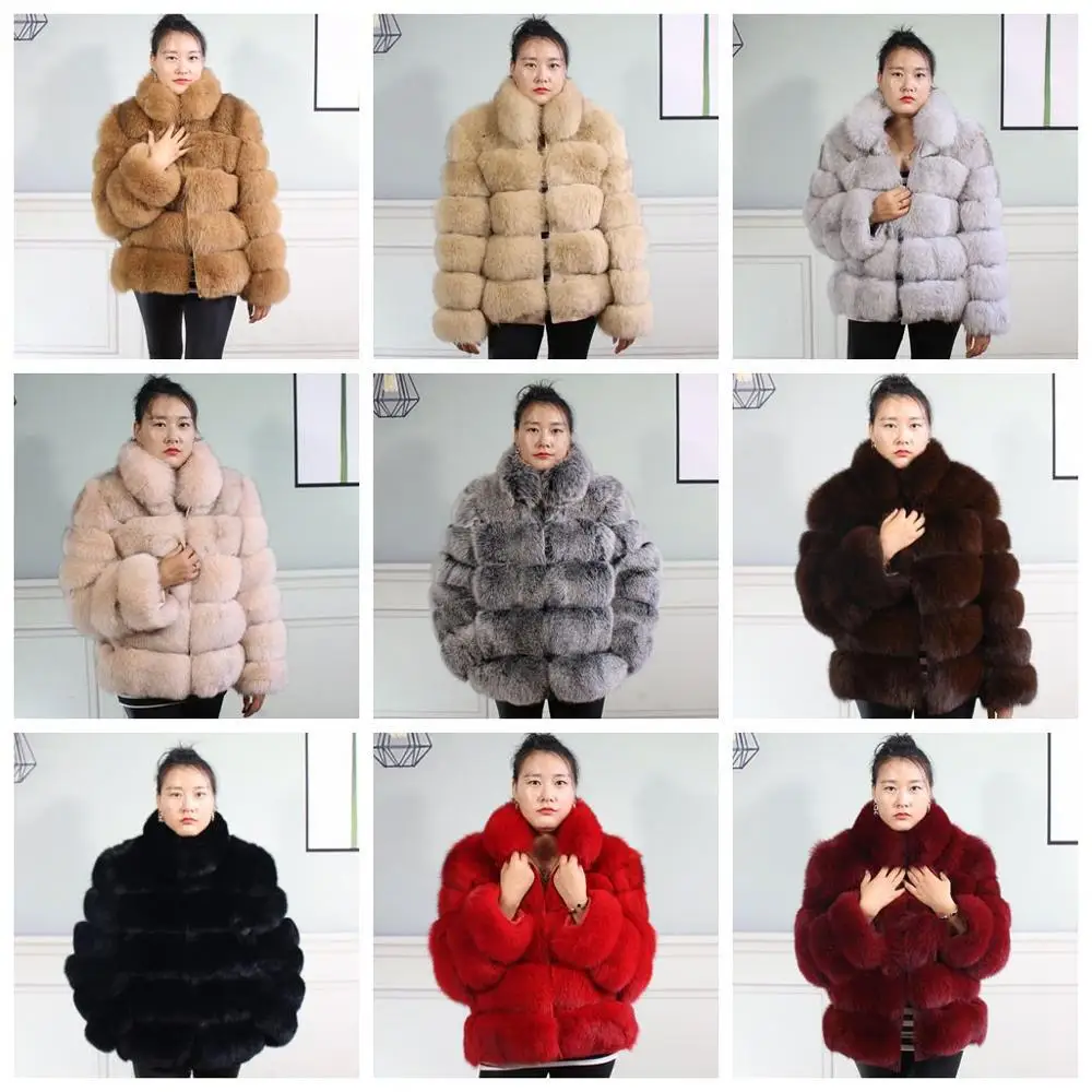 Пальто из натуральной кожи с лисьим мехом куртка большим меховым воротником