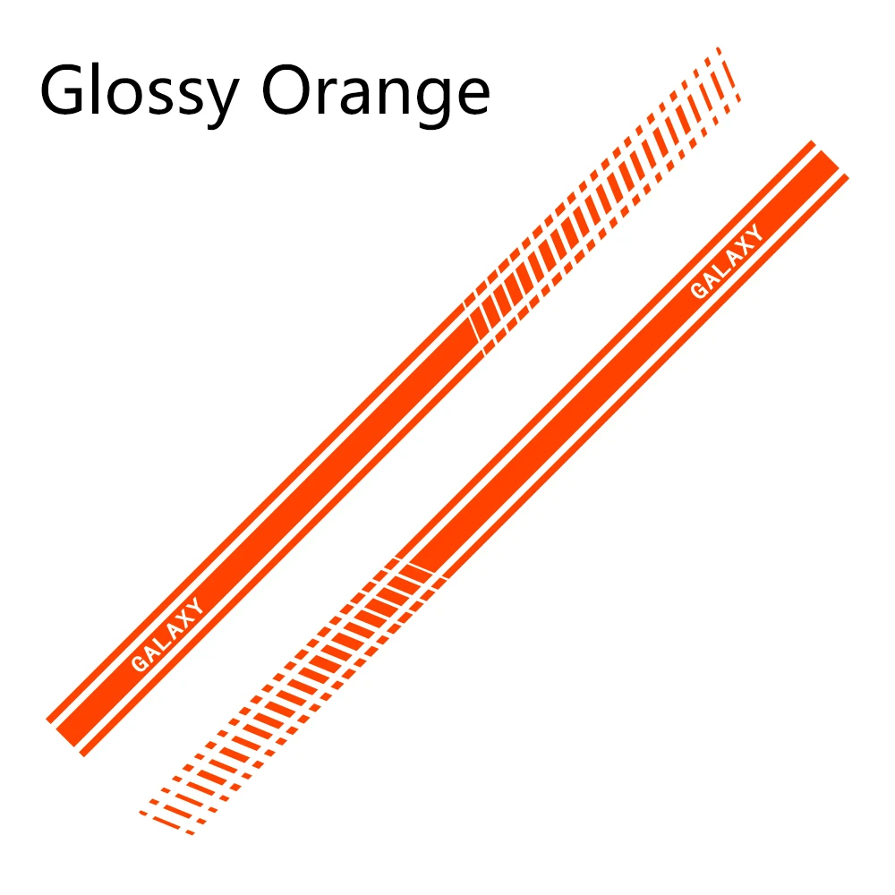 Glossy Orange 2 шт. автомобильные длинные боковые полосы наклейки для Ford Galaxy Автомобильная виниловая пленка Стайлинг украшения наклейки автомобильные принадлежности для тюнинга - Название цвета: Glossy Orange