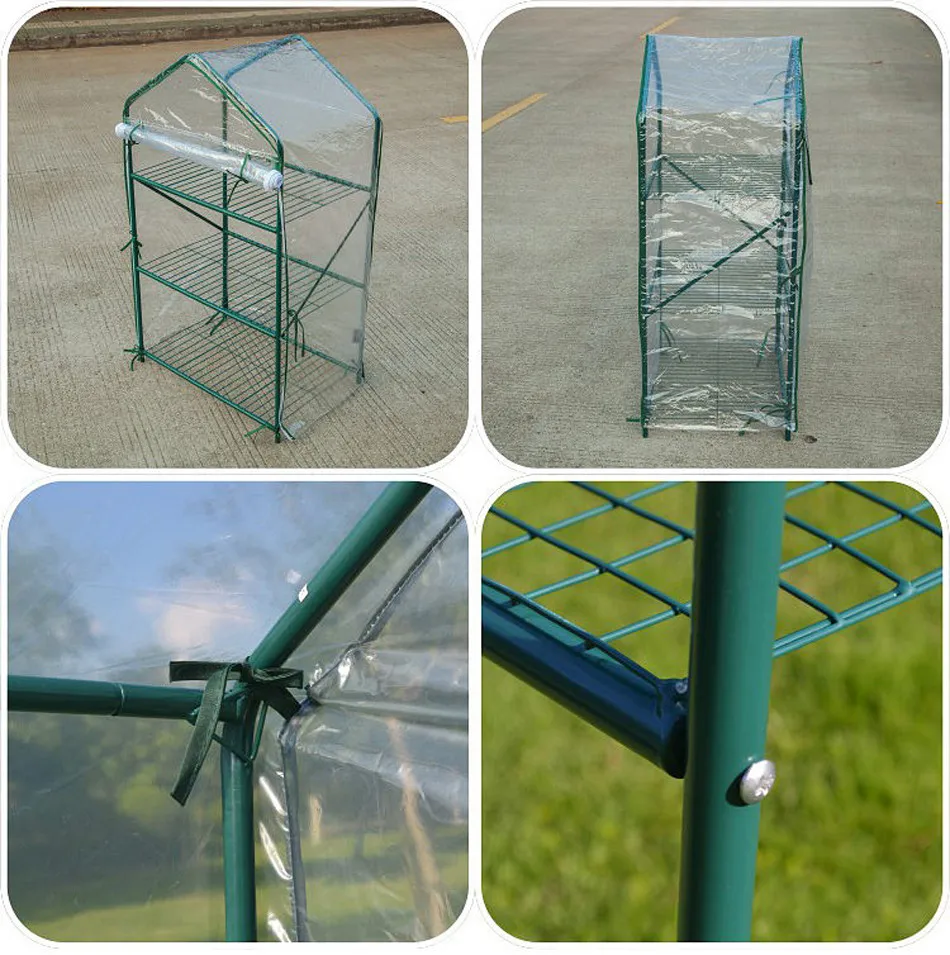 AULAYSED 120x70x46 см 3 яруса кружевных мини-теплица с полиэтиленовая Крышка-н-ролл обувь на каблуках со шнуровкой и застежкой-молнией; двери Водонепроницаемый фетровые шляпы Портативный тепличная палатка