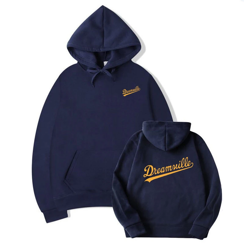 Толстовки с капюшоном Novos Homens хип-хоп DREAMVILLE J Cole Logotipo Com Capuz Carta Presa J Cole Com Capuz Inverno толстовки do Velo Dos - Цвет: Navy