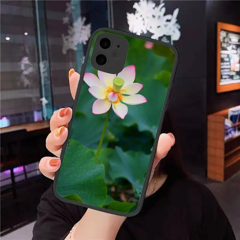 

Lotus Flowers Phone Case For iphone 12 11 8 7 plus mini x xs xr pro max matte transparent cover