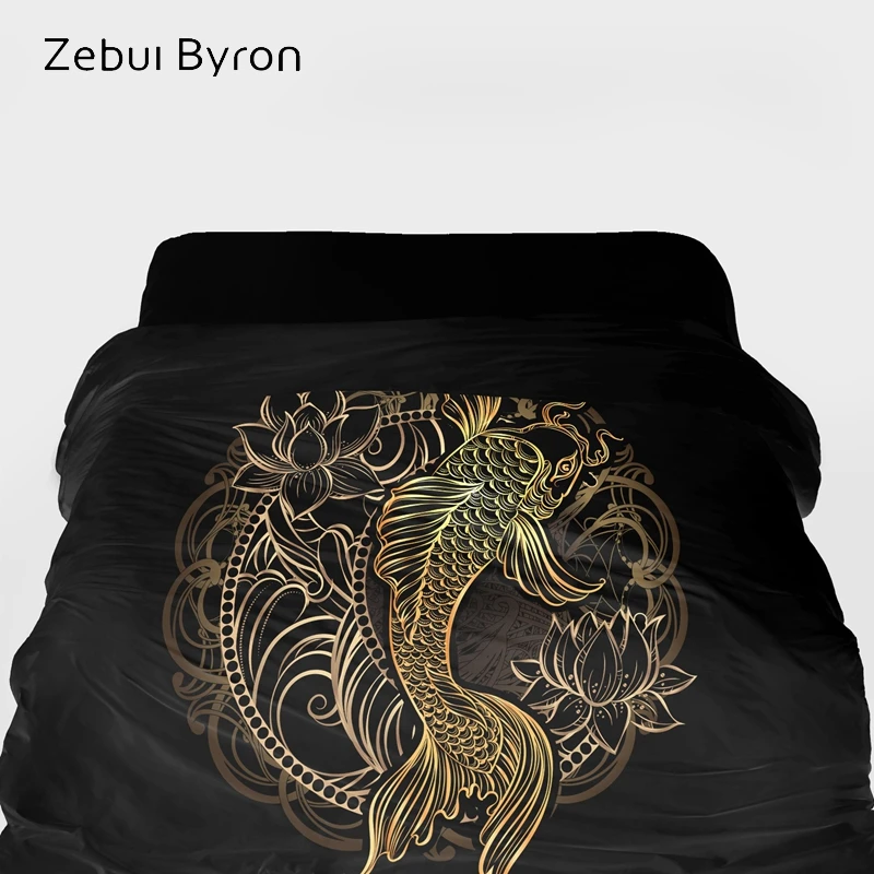 ????? 3D 布団カバー王/女王/カスタムサイズ、毛布/布団カバー 220/240 、 90/150 のためのベッド、寝具絶妙なゴールデンクレーン