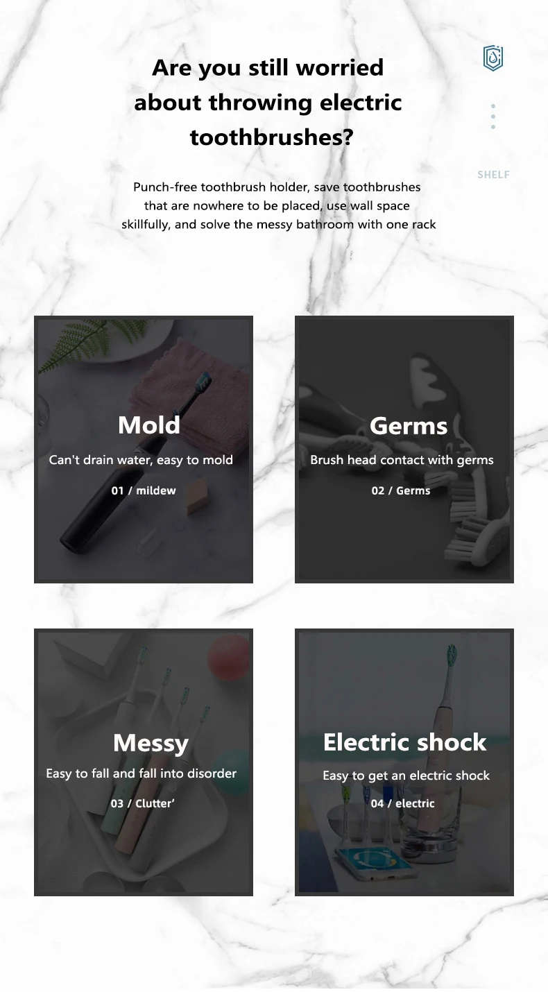 

Electric Toothbrush Holder Organizer Bathroom Accessories Space Saving Wall Mounted Holder Keep Dry Wall Mount Rack Dispenser