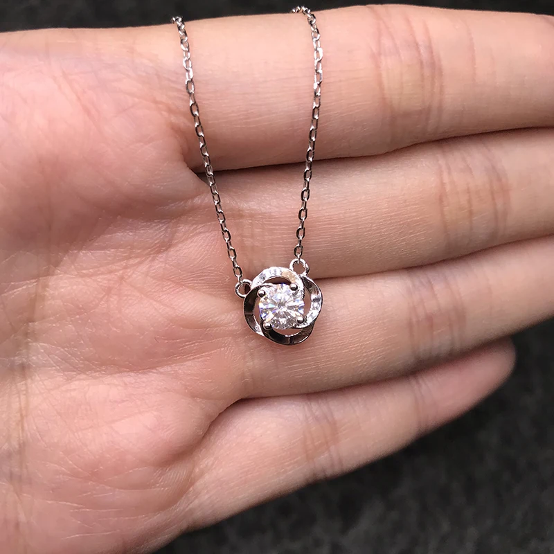 BOEYCJR 925 Silver 0.5ct F color Moissanite VVS Engagement Elegant Wedding Pendant Necklace for Women Anniversary Gift | Украшения и