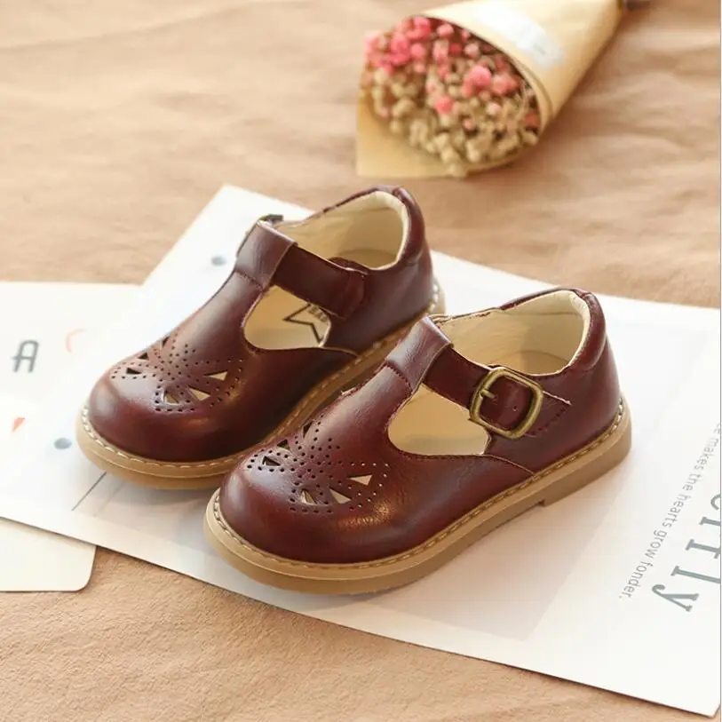 Новинка Детская летняя кожаная обувь с дырками для маленьких девочек и мальчиков