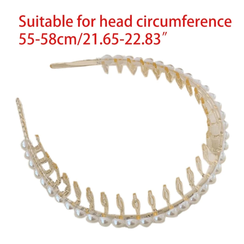 

Ladies Imitation Pearl Beading Headband Non-Slip Teeth Comb Jewelry Hair Hoop Wedding Bridal Banquet Party Headdress