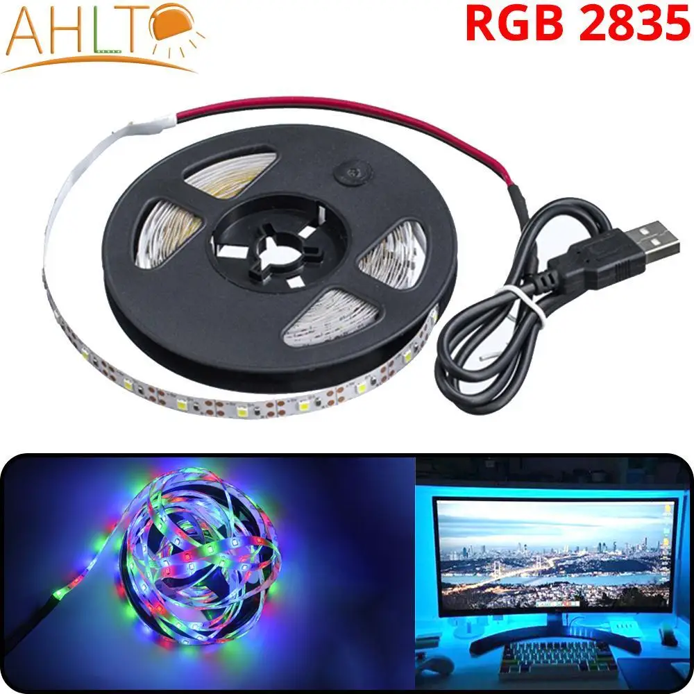 

USB Cable 5V SMD 2835 LED Strip Light Desk Wall Lamp Tape TV Background Lighting Neon Sign Decor For Room Christmas Lights RGB