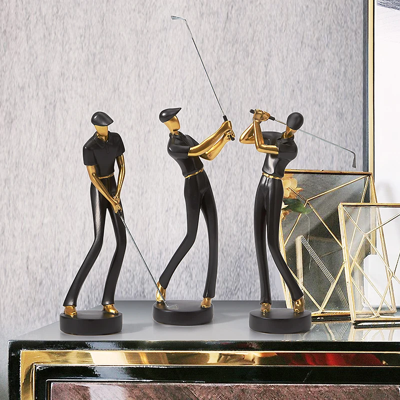 

Modern Resin Playing Golf Sports Figures Statues Decoration Home Livingroom Desktop People Sculpture Figurines Crafts Decoration
