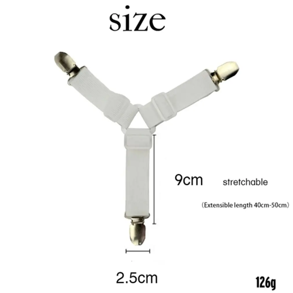 

4 Pcs/ Set Three-Head Clamp Clip Holder Sets Sheet Strips Adjustable Length Triangles Sheet Mattress Clip Bed Sheet Fasteners