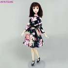 Модная Одежда для куклы Барби, цветочный цветок с длинным рукавом, короткие платья для куклы Барби, кукольная одежда для шарнирных кукол, подарки