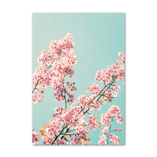 

Nordic Prints Pink Flower Poster Cherry Blossoms Wall Pictures Romantic Home Decor Canvas Painting For Wedding Room