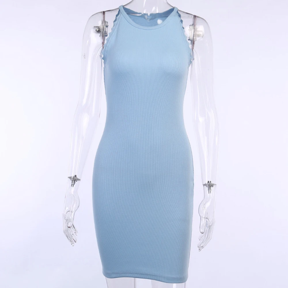 Вязаное облегающее платье летнее элегантное женское черное Платья без рукавов