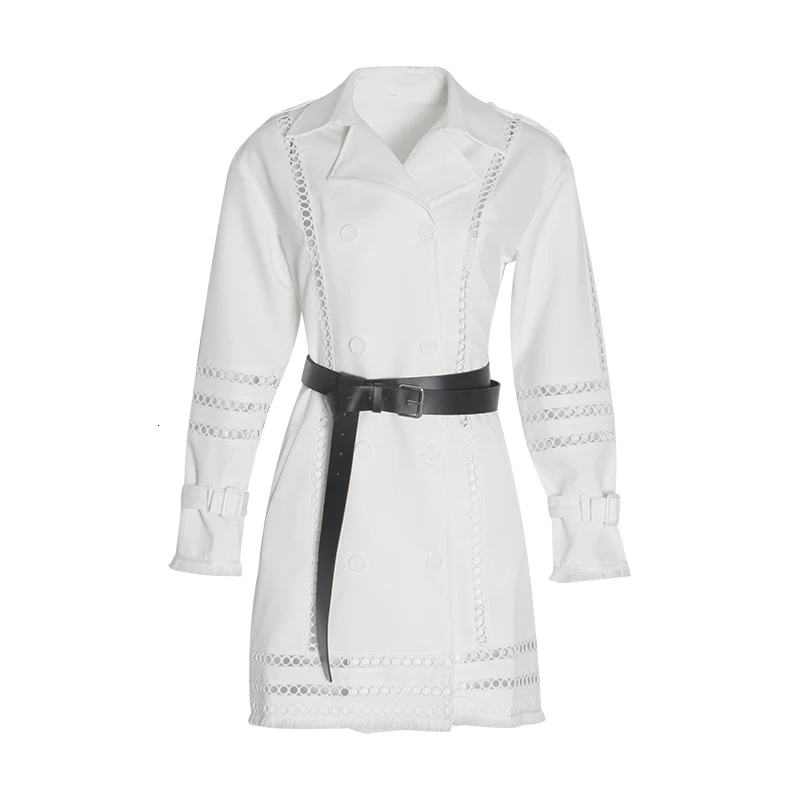 TWOTWINSTYLE корейское Открытое платье для женщин воротник с лацканами длинный рукав