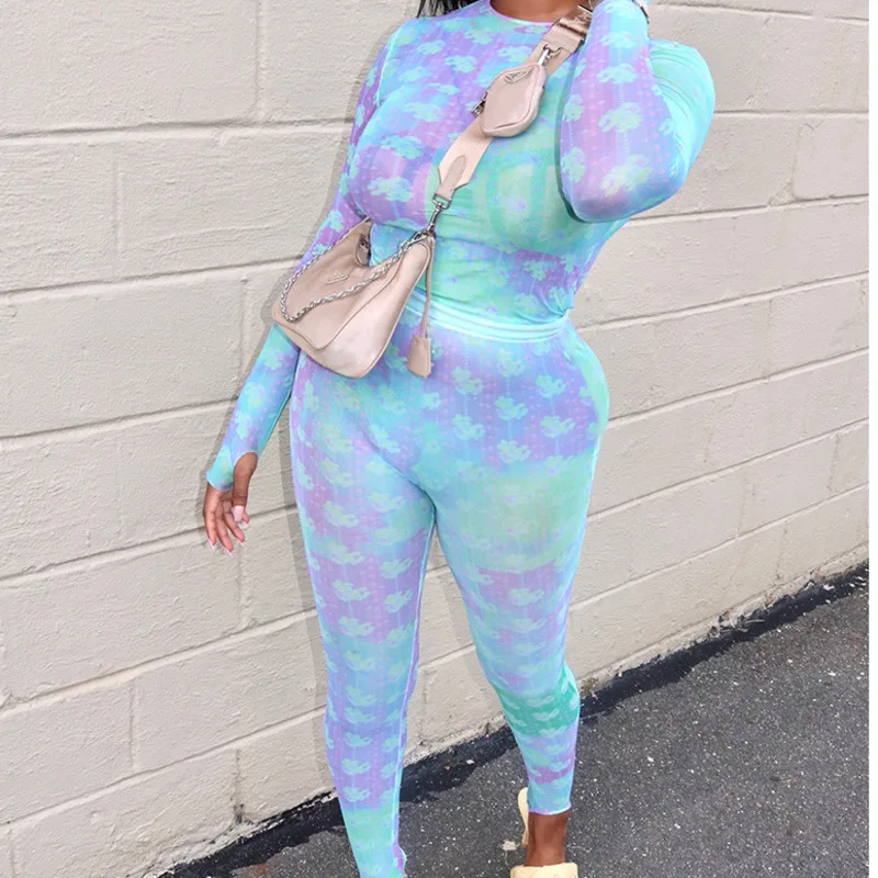 Костюм с принтом рубашка длинным рукавом + узкие брюки костюм набор высокая улица