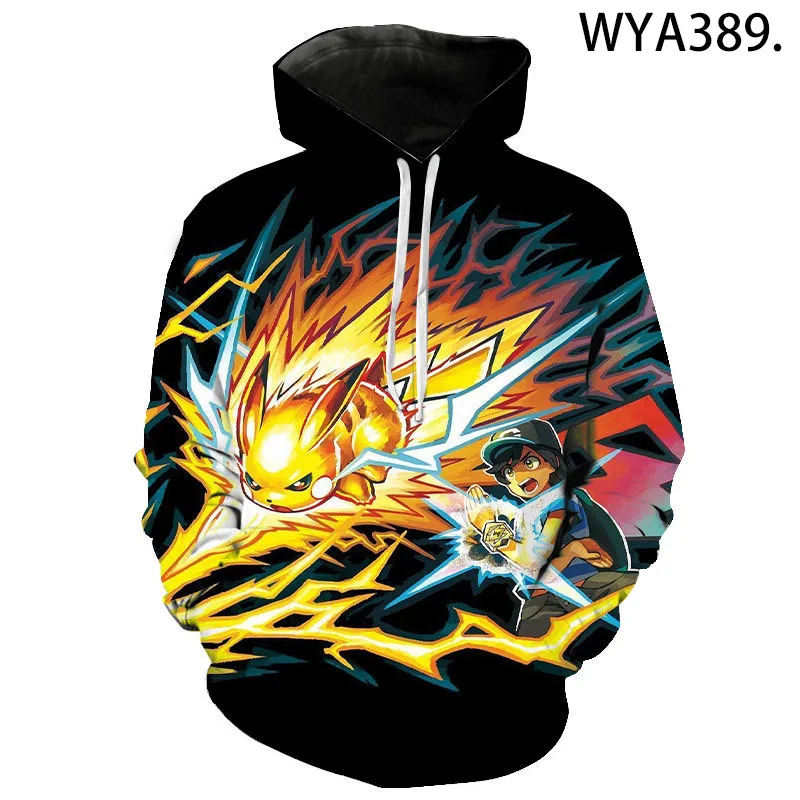 

2021 Fall/Winter Pokemon 3d Printed Men's And Women's Hoodies Fashion Children's Cartoon Anime Sweatshirts All-Match Cool Coat
