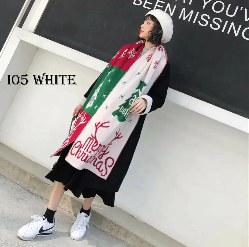 Унисекс Рождественский шарф для мужчин и женщин зимний теплый Снежинка Олень