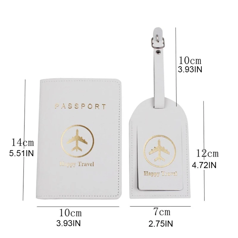 

Portable Happy Travel Passport Cover with Luggage Tags Holder Case Protector G5AE