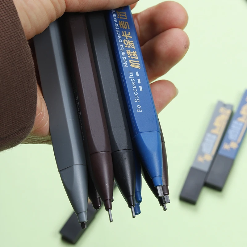 3 Sets Thick Flat Head 2.0mm Test Mechanical Pencil Drawing 2B Refills Writing Automatic With Eraser Office School Supplies images - 6