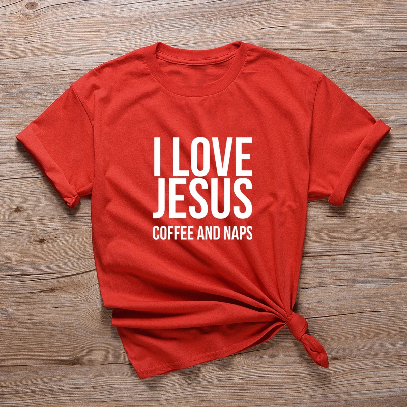 Футболка с надписью I Love Jesus Coffee And Naps женская уличная Эстетическая футболка для