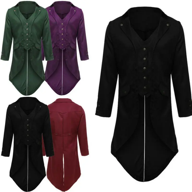 Мужское винтажное пальто в стиле стимпанк длинное готическом для смокинга