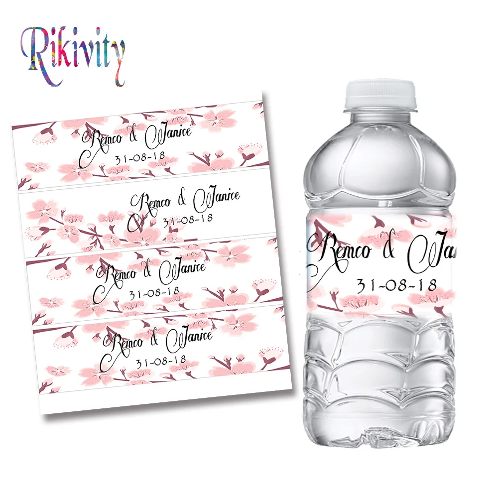 20 шт./лот по индивидуальному заказу Цвет розовый Цветок ярлыки бутылки с водой
