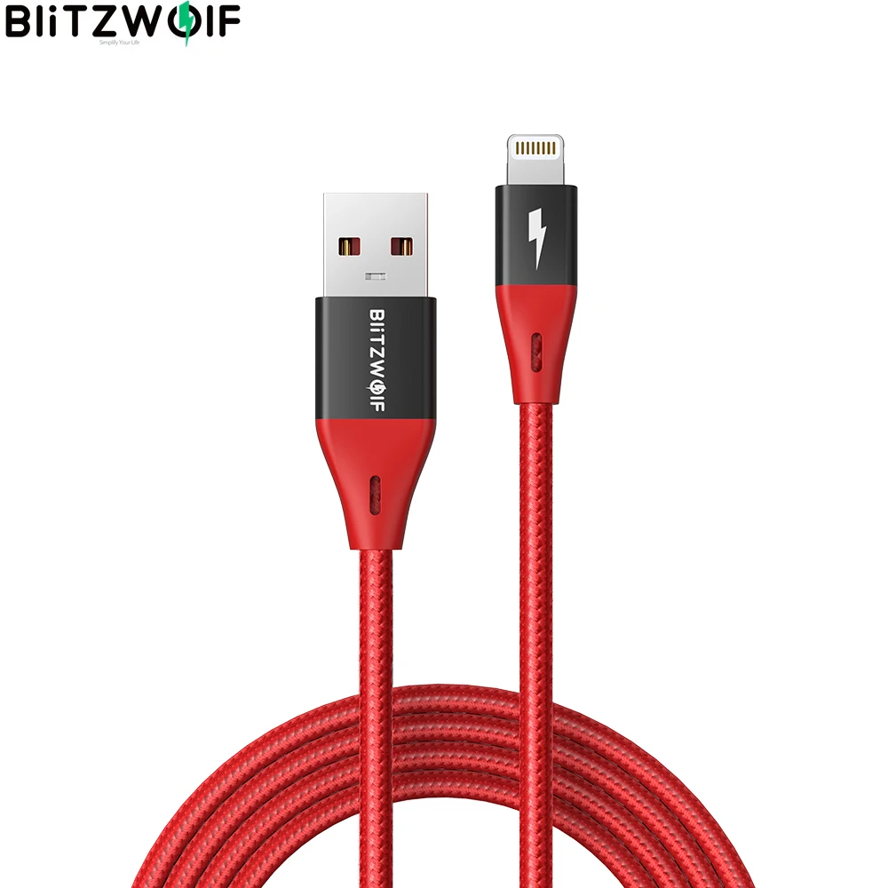 

Blitzwolf BW-MF10 pro usb lightning cable, 1.8m 2.4A Lightning Cable for iPhone Charging, MFi Certified , Nylon Braided