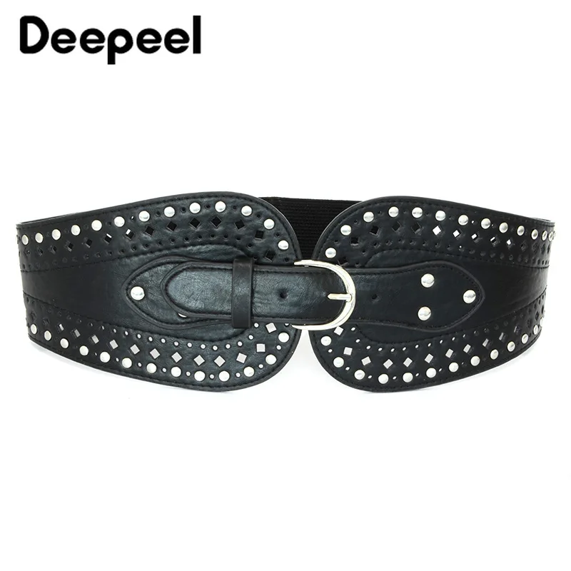 

Deepeel 1pc 70-90cm Ladies Retro Hollow Waistband Cummerbunds with Pin Buckle Female Fashion Wide Decorative Women Corset Belt