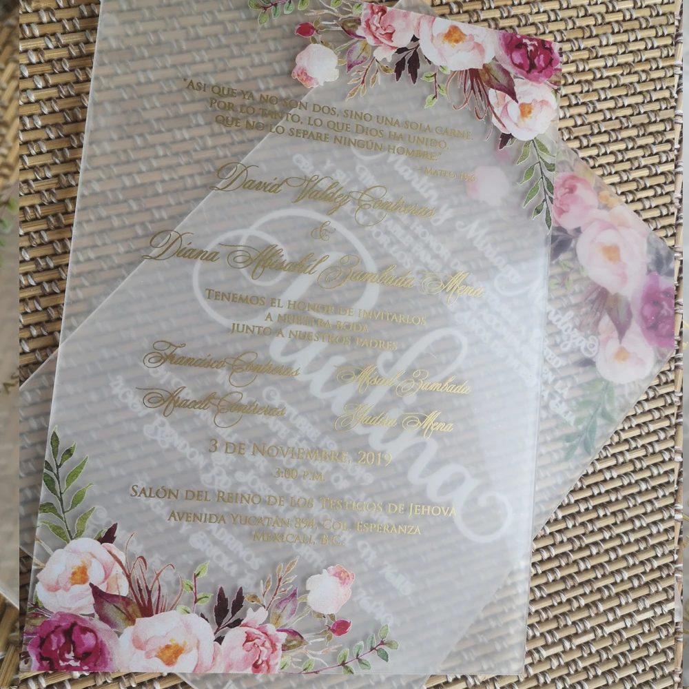 2018 Бесплатная дизайнерская цветная печать на заказ Акриловая Карта свадебные