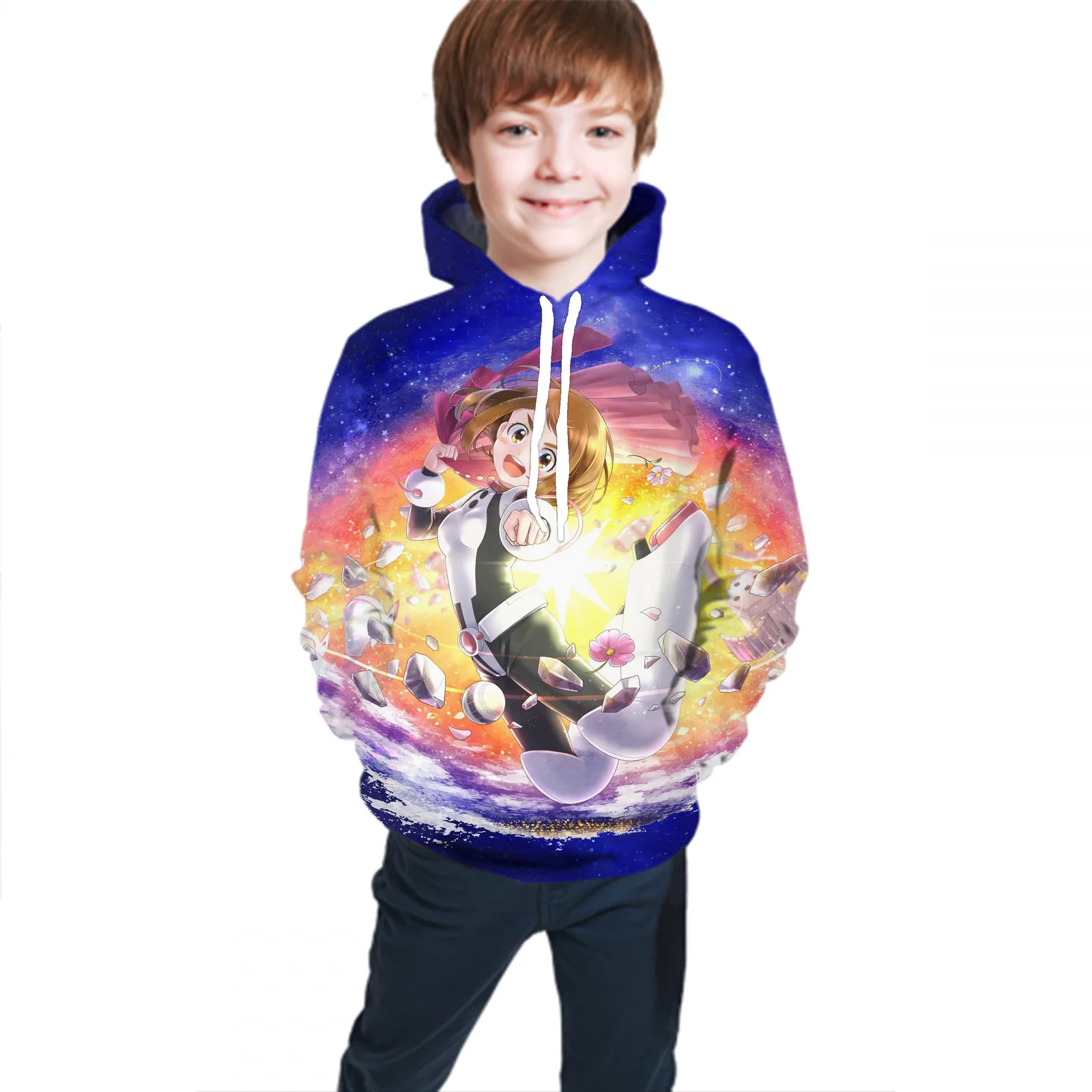 

Японские популярные свитера с принтом аниме Моя геройская академия, Повседневная Толстовка С Карманами, подходит для детей, модные толстов...