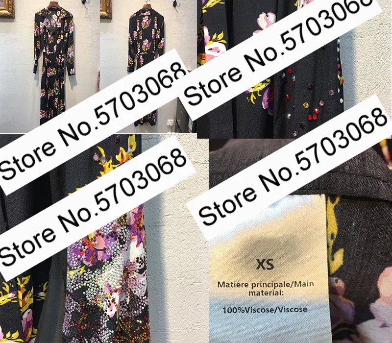 Elfstyle женское платье миди с отложным воротником и длинным рукавом цветочным