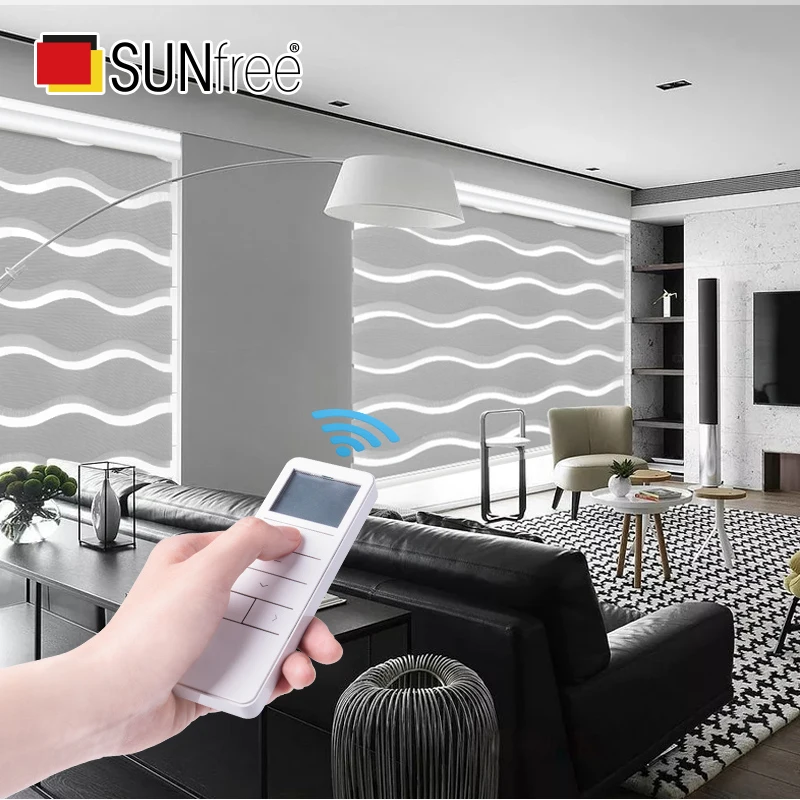 Умные моторизованные жалюзи модные волнистые тканевые 50% ~ 85% затемняющие зебры с