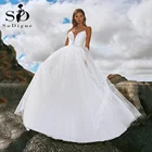 Пляжное атласное Тюлевое простое свадебное платье soworth, 2022, простое свадебное платье на бретелях-спагетти с открытой спиной, свадебные платья