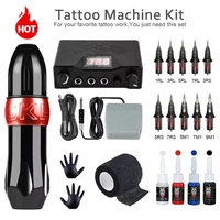 rotary tattoo machine tattoo pen kit permanent makeup tattoo machine sets with cartridges needles tattoo power