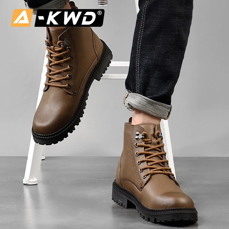 Мужские высокие кроссовки уличная рабочая обувь кожаные в стиле ретро зима |