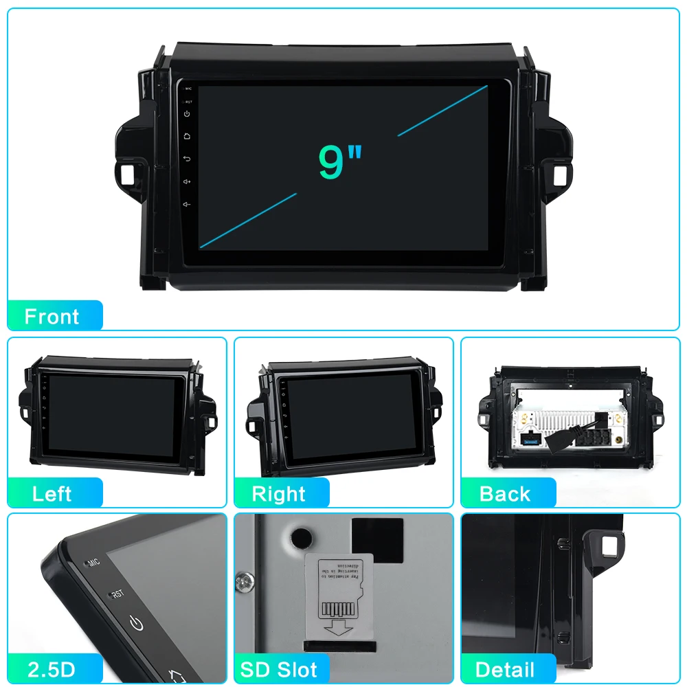 Android 9,0 автомобильный радиоприемник 2 Din gps Navi для Toyota Fortuner PX6 DSP ips HDMI 4 Гб+ 64 Гб RDS Wi-Fi USB BT Carplay DAB