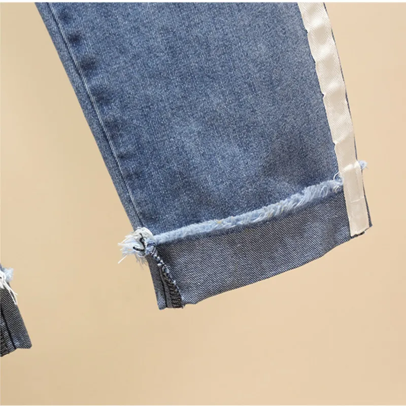 Женские джинсы большого размера синие свободные винтажные модные женские с