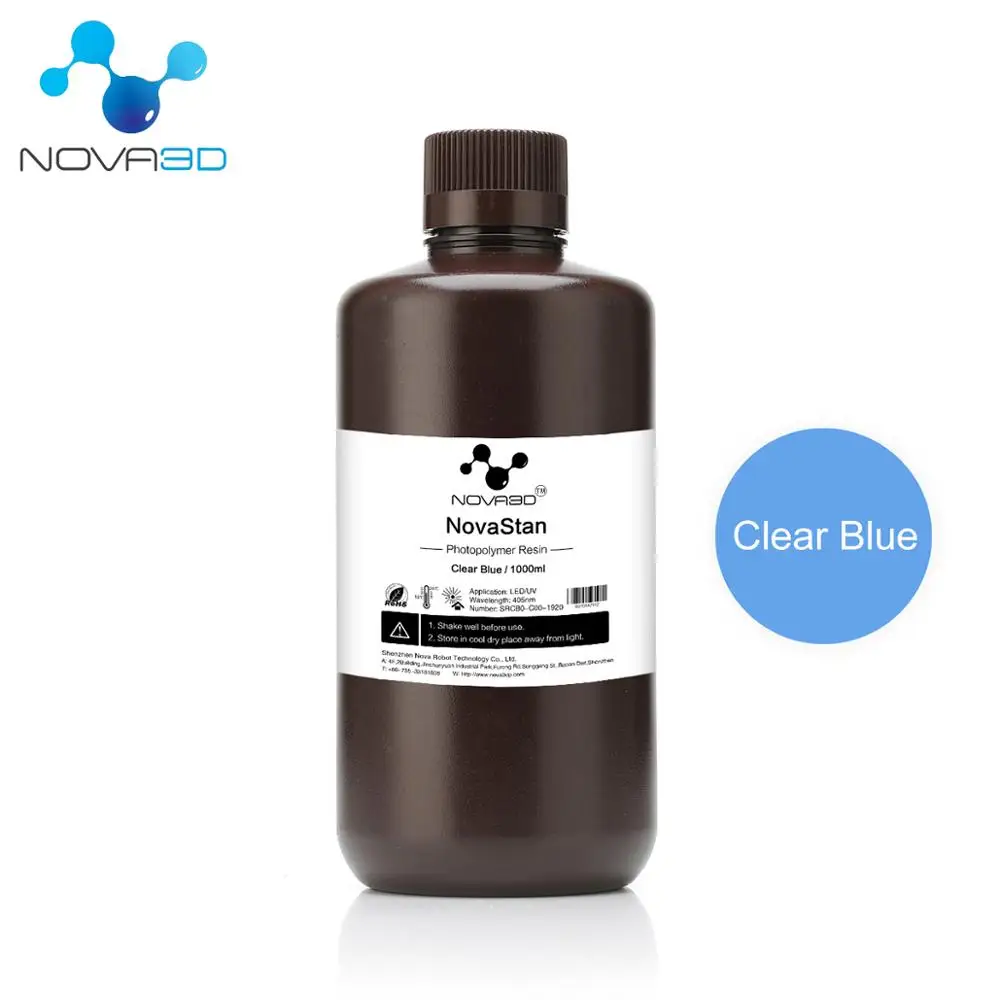 1L Tran-Blue 3d принтер печать NOVA3D 405nm Tran-Blue УФ полимерный материал lcd DLP УФ чувствительный жидкий фотополимер - Цвет: 1L Tran-Blue