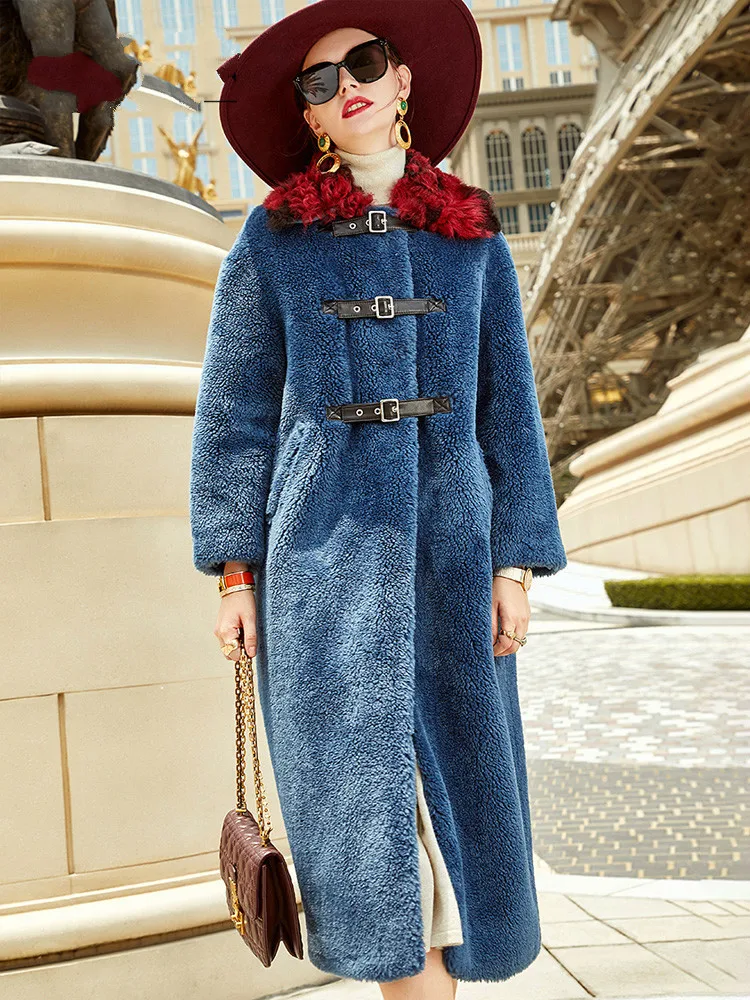 Пальто из натурального меха шерстяная куртка осенне зимнее пальто женская