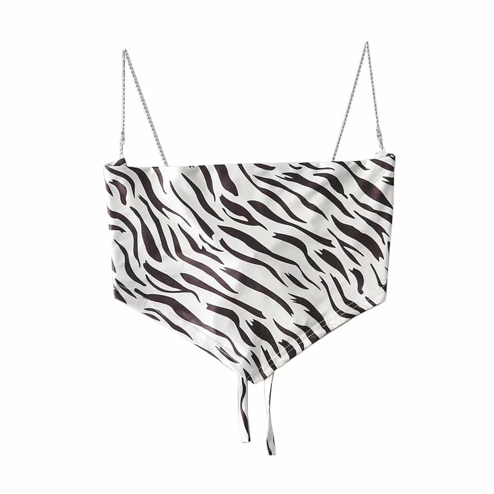 

Fashion Sexy Women's Big Halter Zebr a Stripe Printed Neckline Camisole Tops
