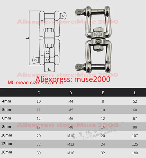 XX Тип 304 roaable кольцо hooker M4M5M6M8 M10M12M16 вешалка шкафчик подключение 8 Форма Pet веревка
